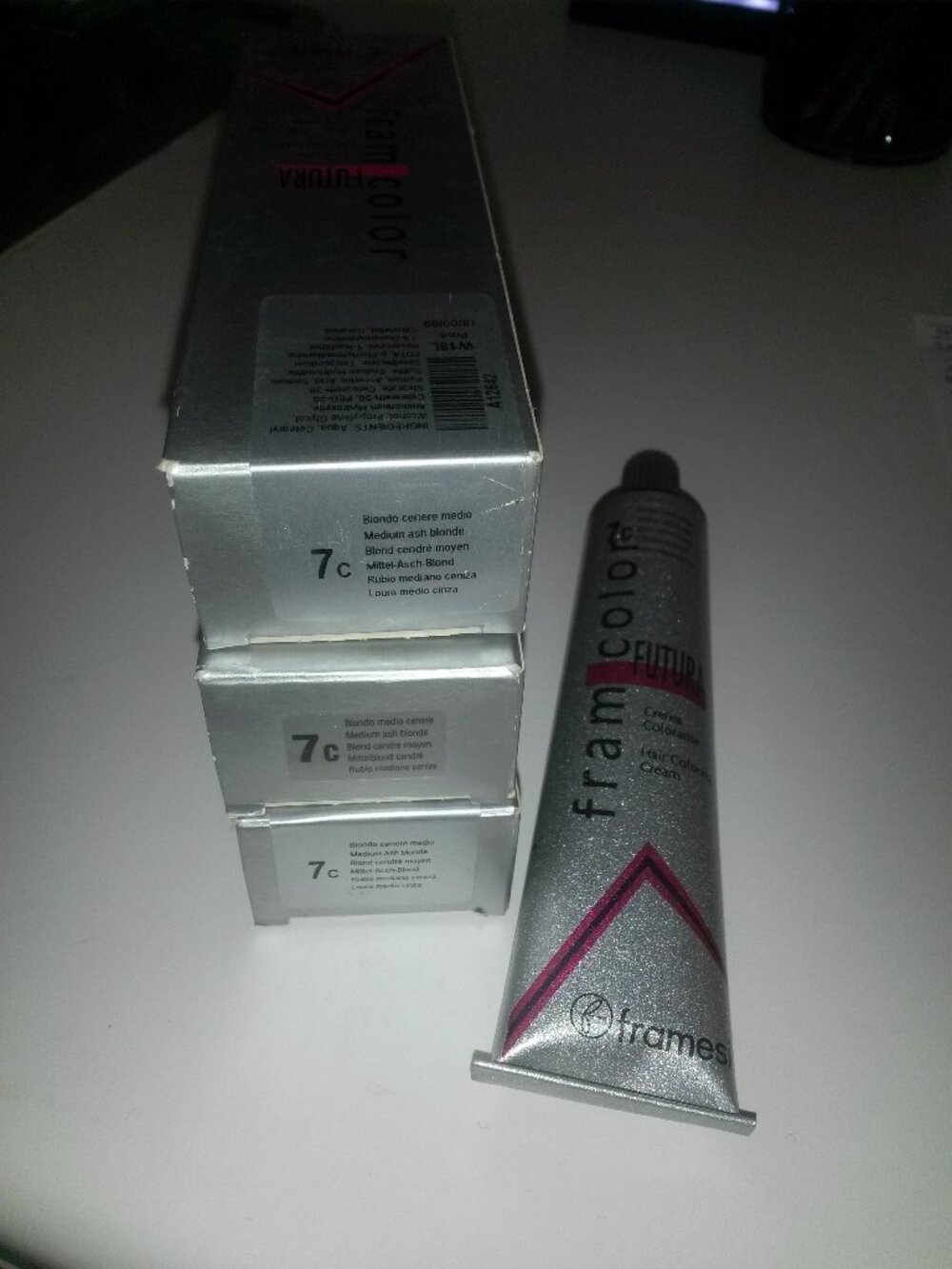 3 tubes of Framcolor 7C Medium Ash Blond
